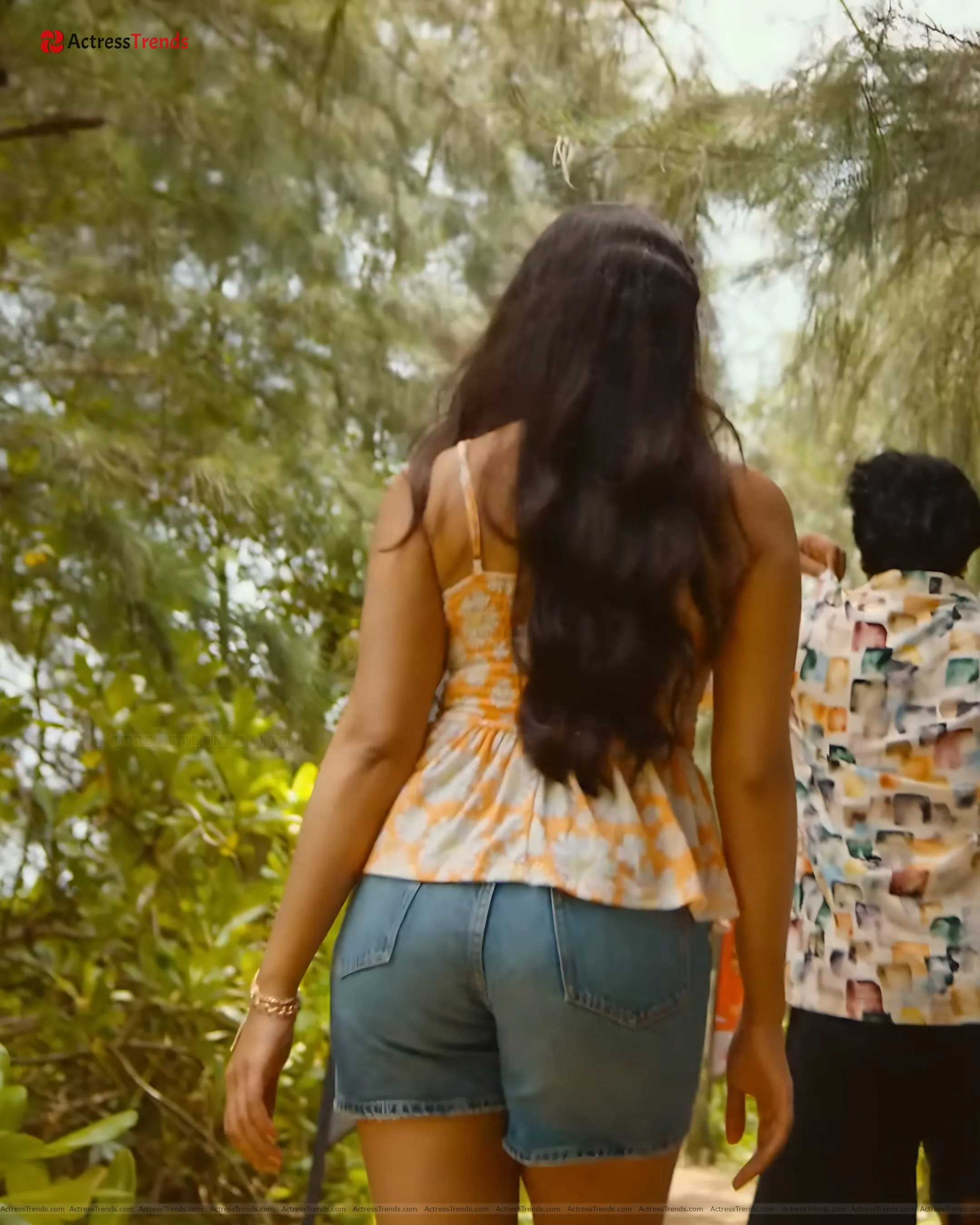 Rukmini Vasanth Yellow Dress Backless Style Beach Jeans