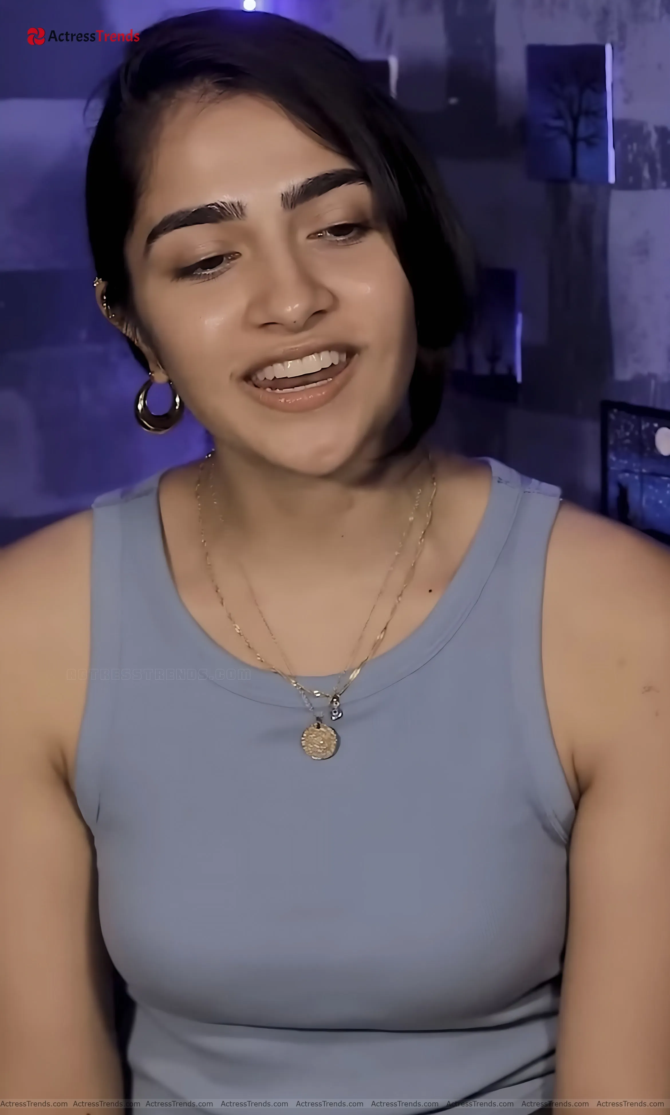 Rukmini Vasanth Grey Dress Cutest Actress Cute Beautiful Face