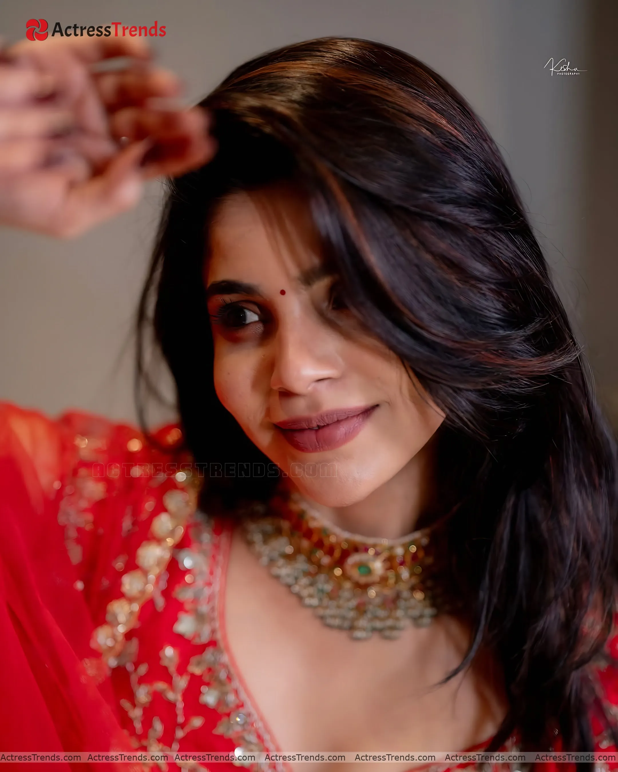 Divya Bharathi Red Dress Curvy Tight Fitting Glamorous Actress