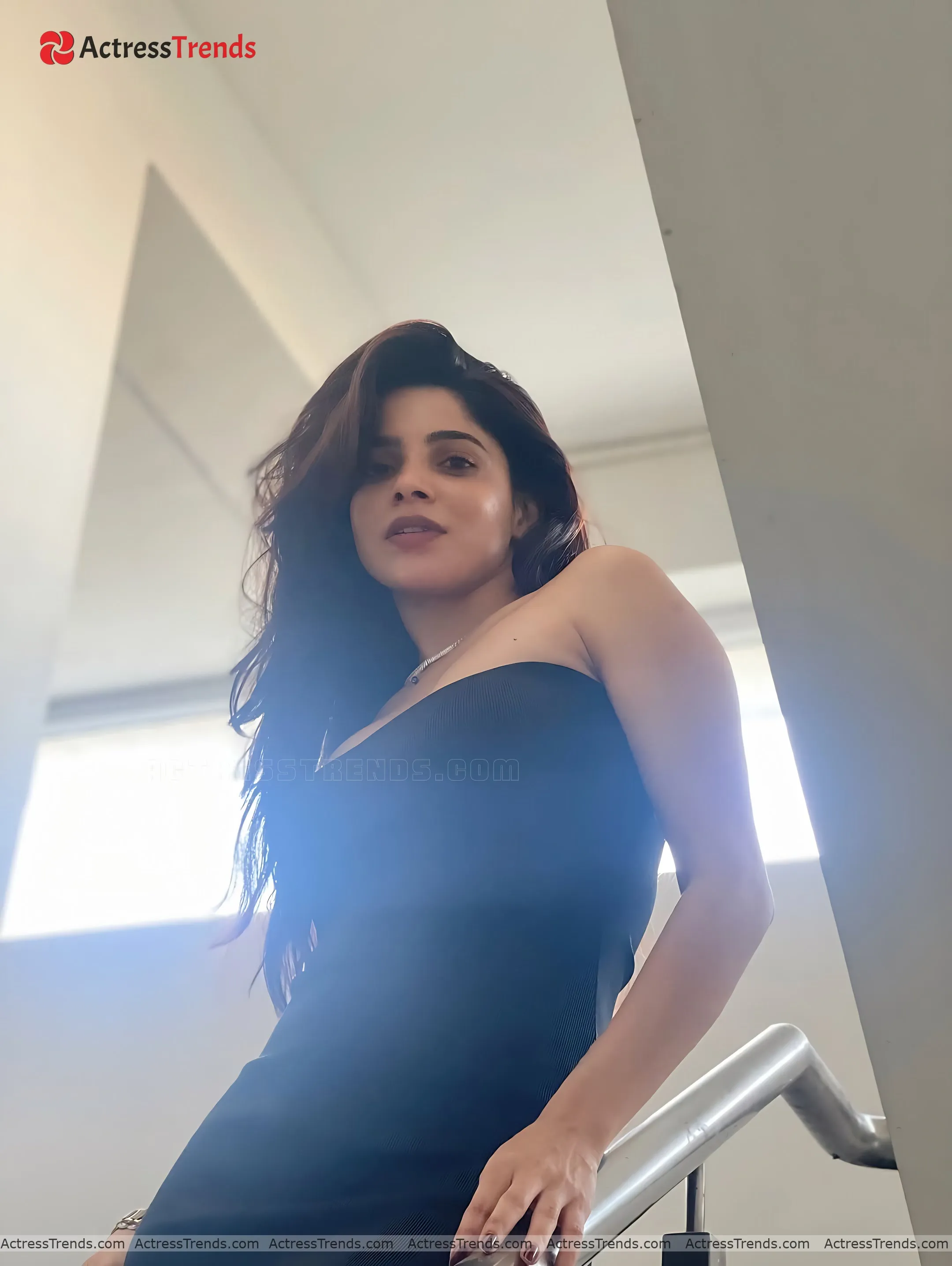 Divya Bharathi Black Dress Curvy Beautiful Face