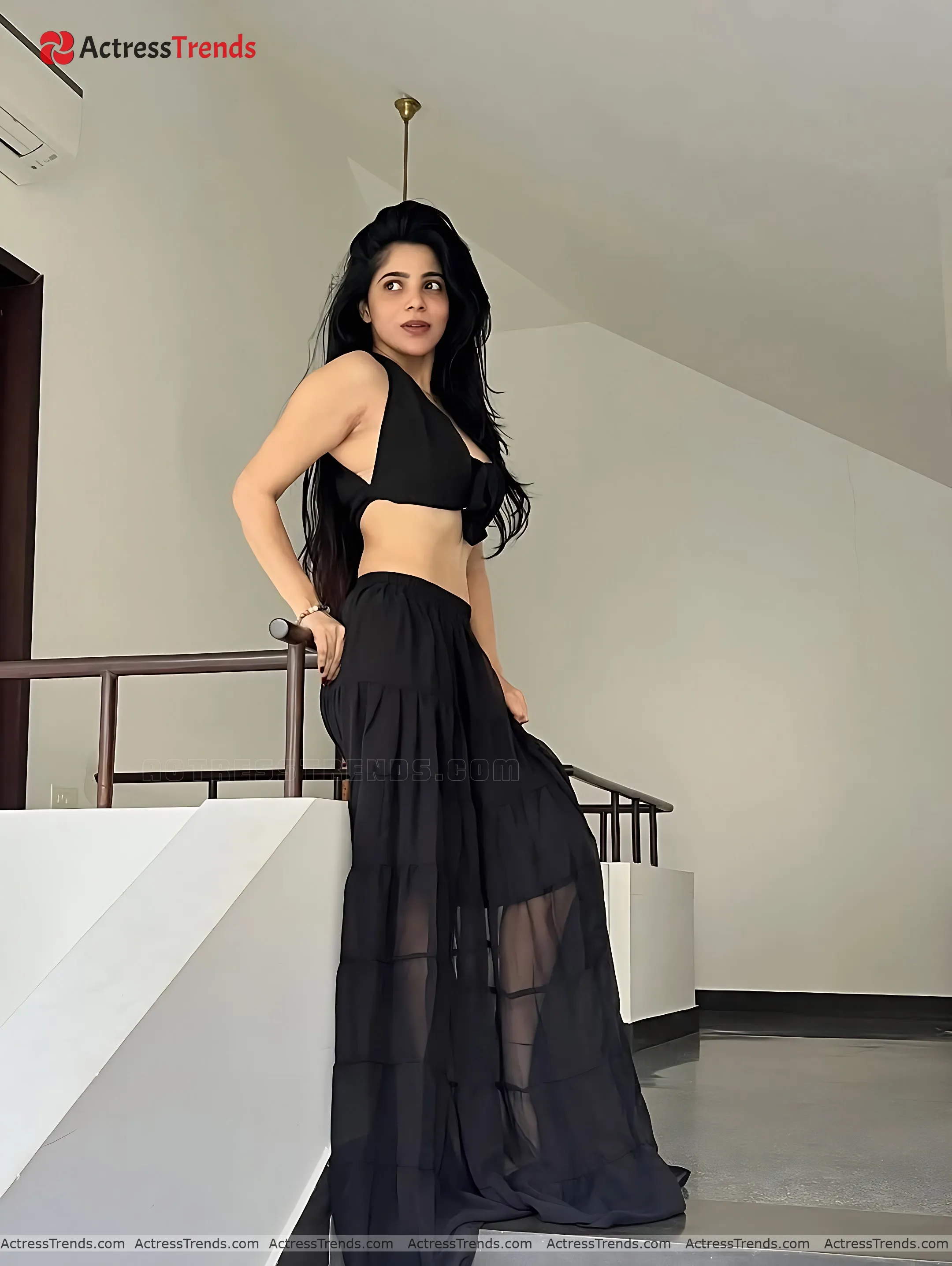 Divya Bharathi Black Dress Curvy Glamorous Actress Beautiful Face