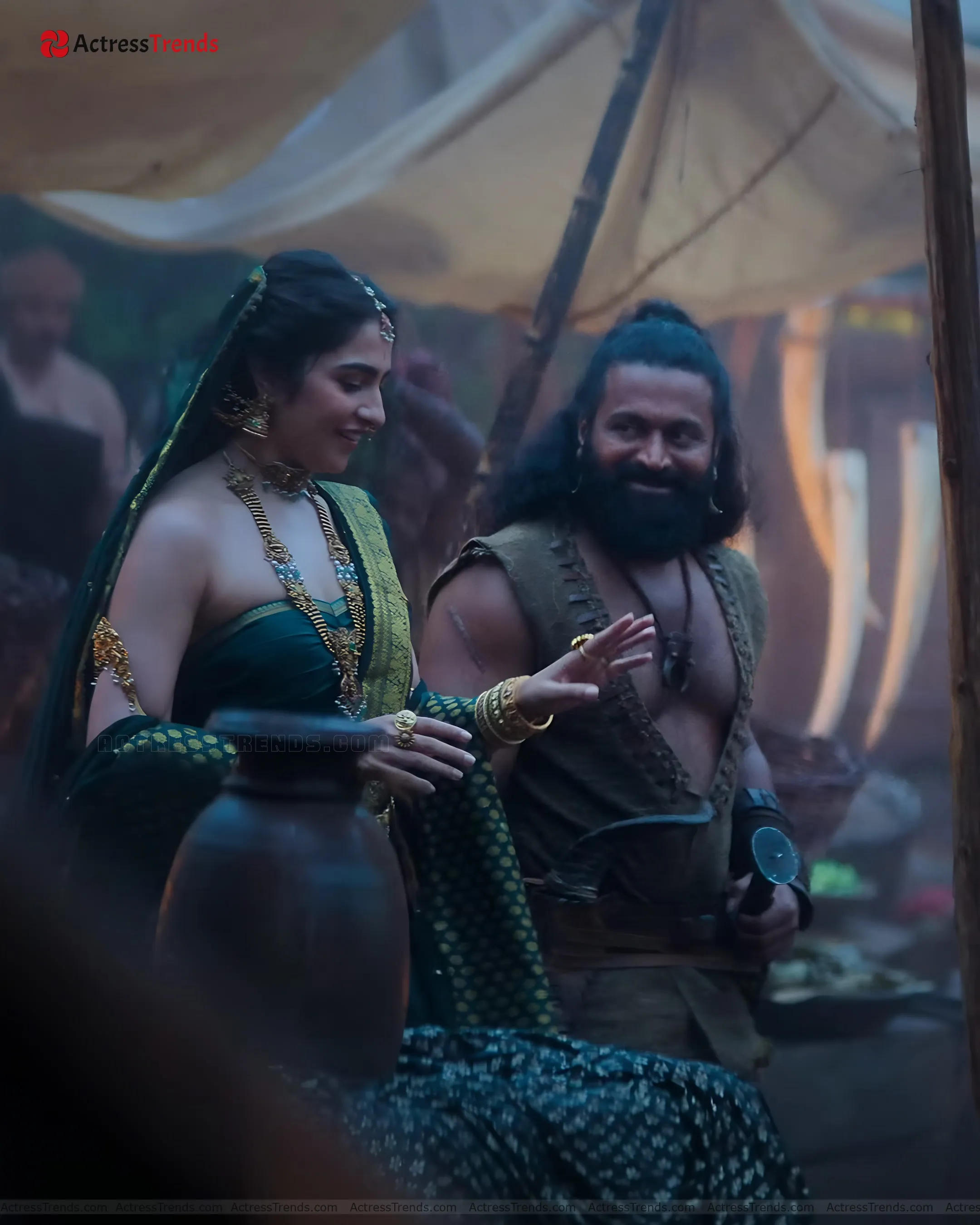 Rukmini Vasanth Green Saree Kantara Movie Rukmini HD Photos Stills Cute Stunning Photo