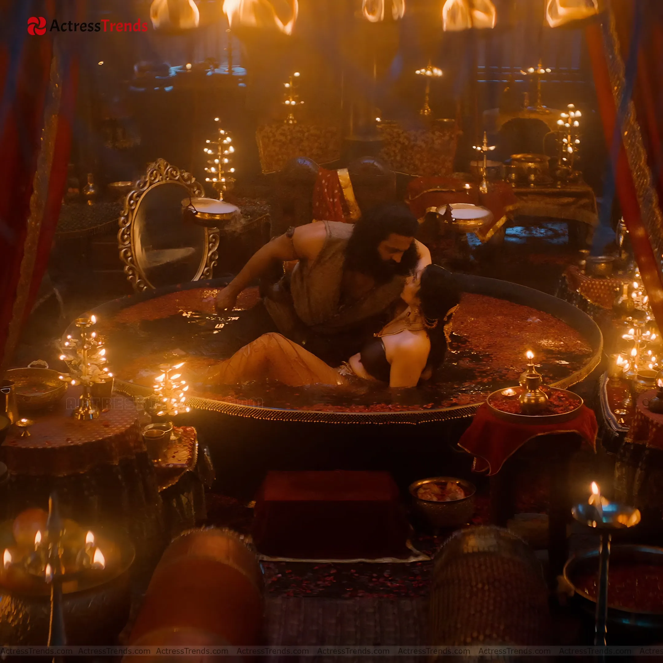 Rukmini Vasanth Green Saree Curvy Bold Saree Style Kantara Movie Rukmini HD Photos Stills