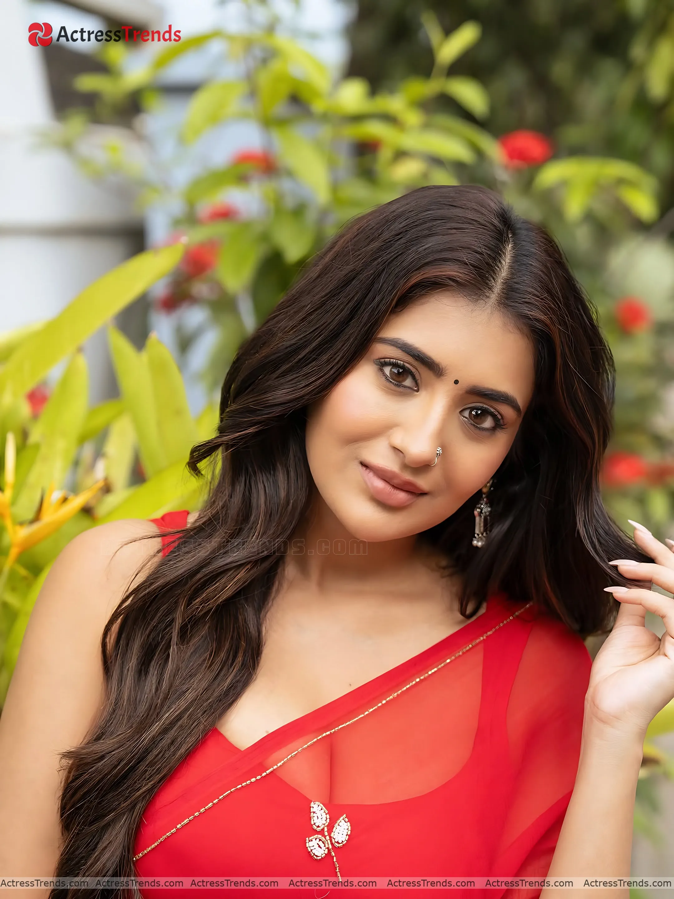 Rashi Singh Red Saree Saree Photoshoot Sensual Portrait Navel Saree Style