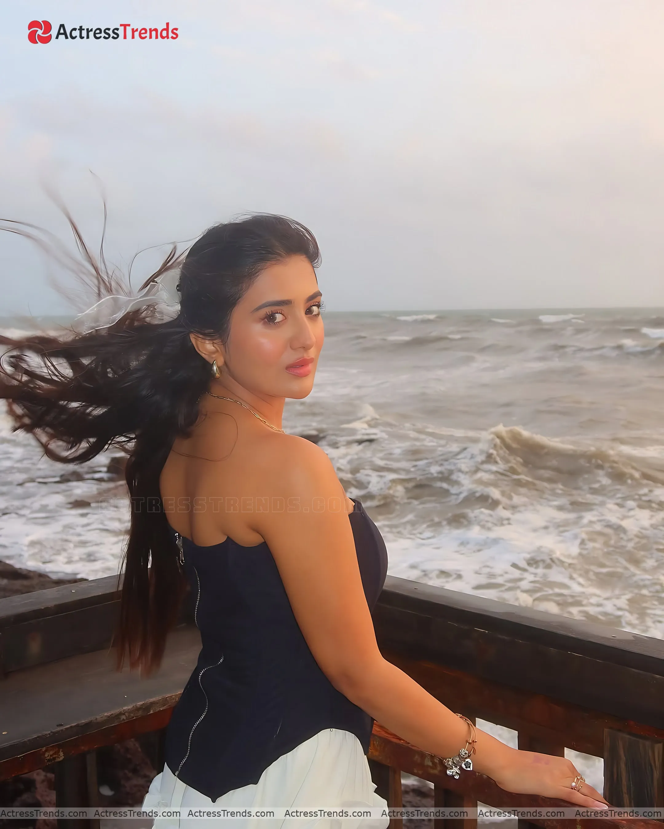 Rashi Singh Black Dress Beach Beautiful Face