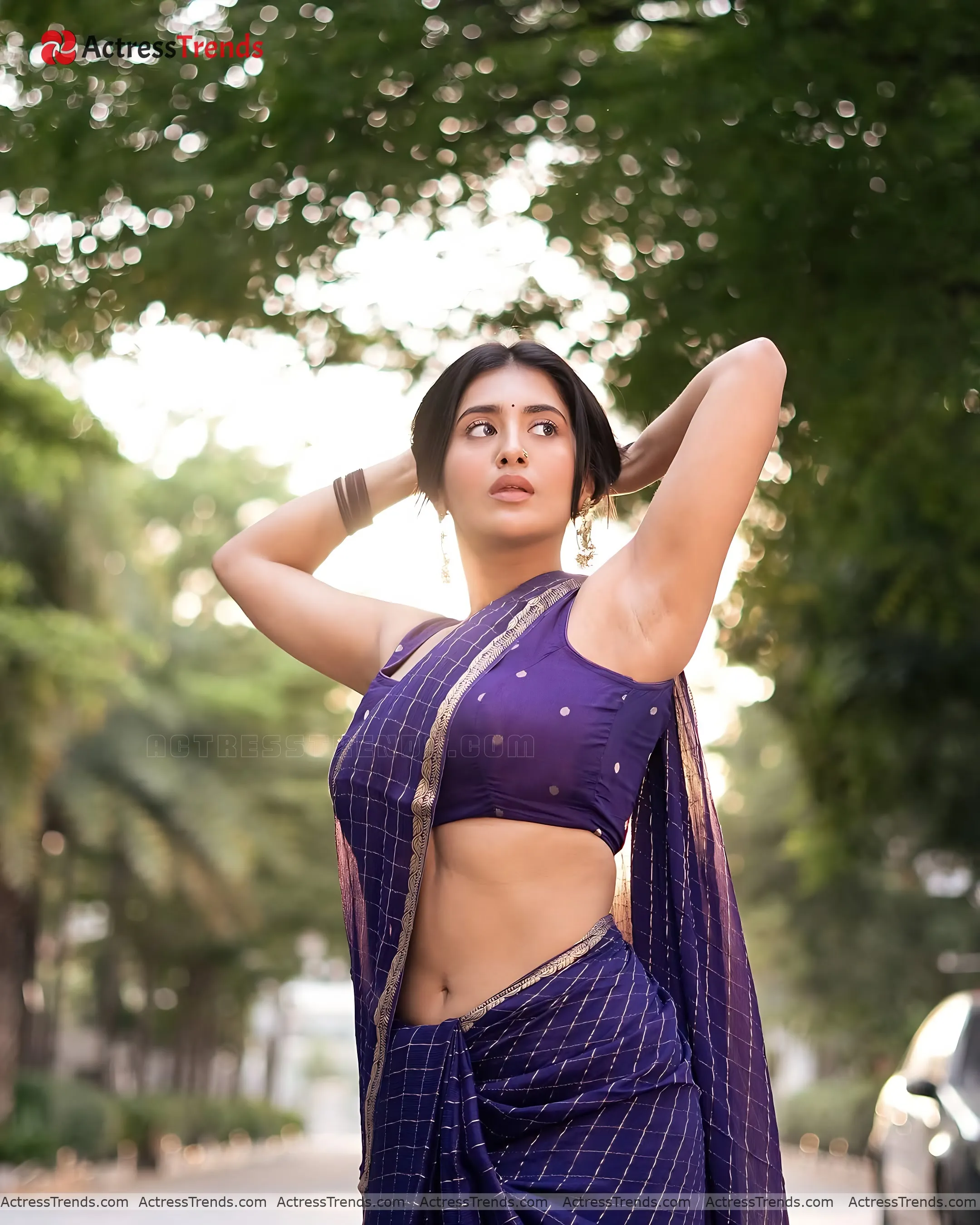 Rashi Singh Blue Saree Curvy Glamorous Actress