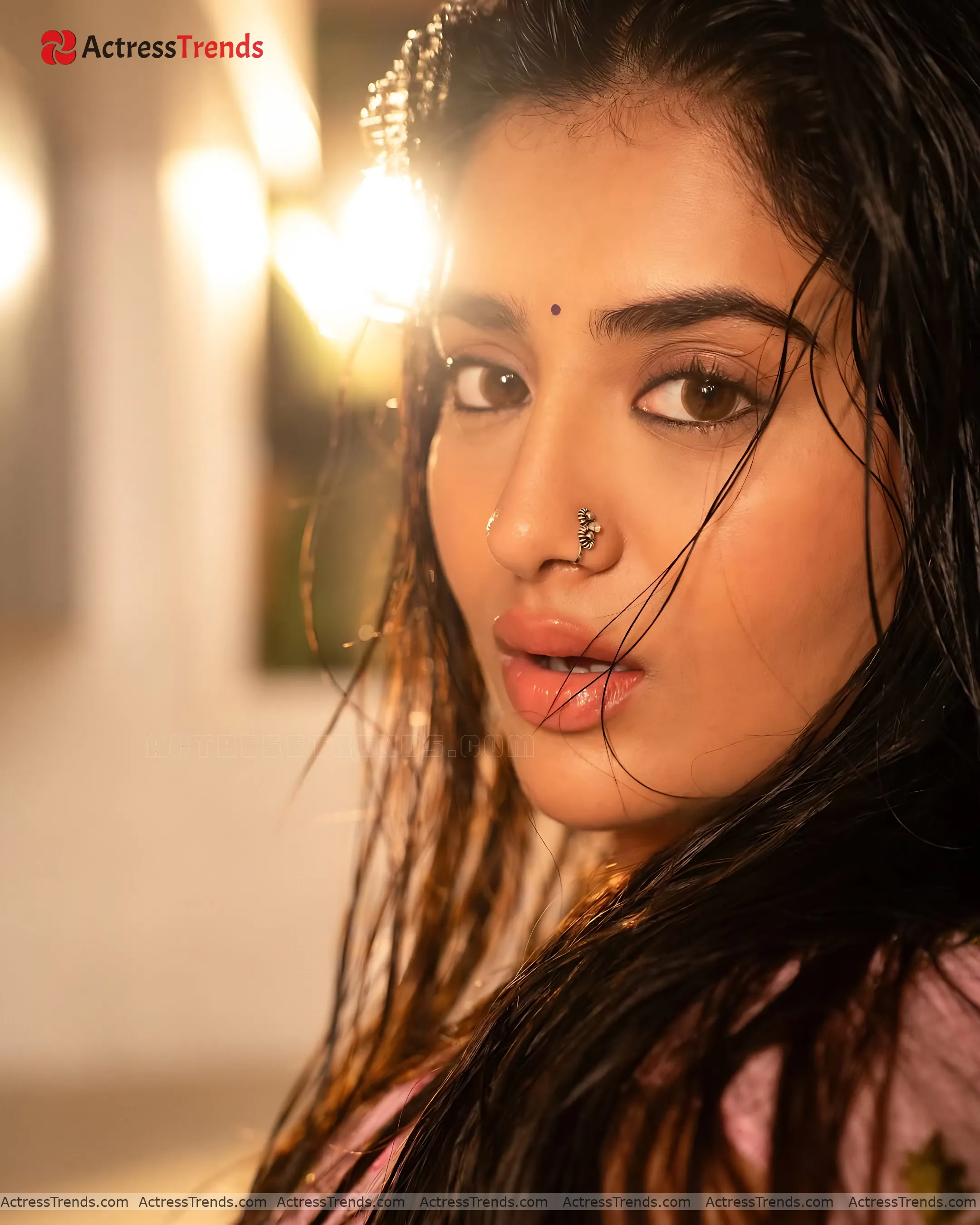 Rashi Singh Pink Saree Bold Style Cute Beautiful Face