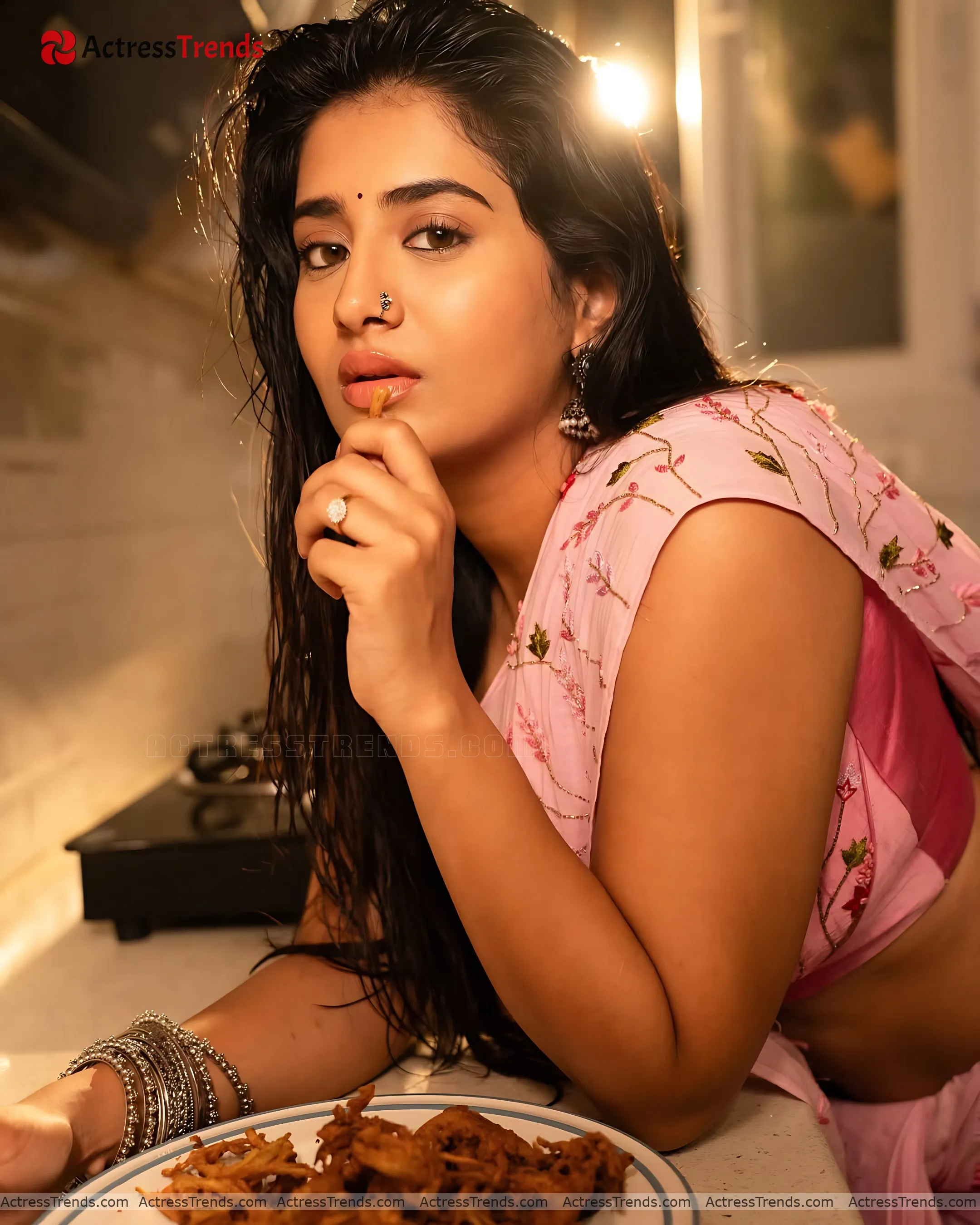 Rashi Singh Pink Saree Bold Style Sensual Portrait Tight Fitting