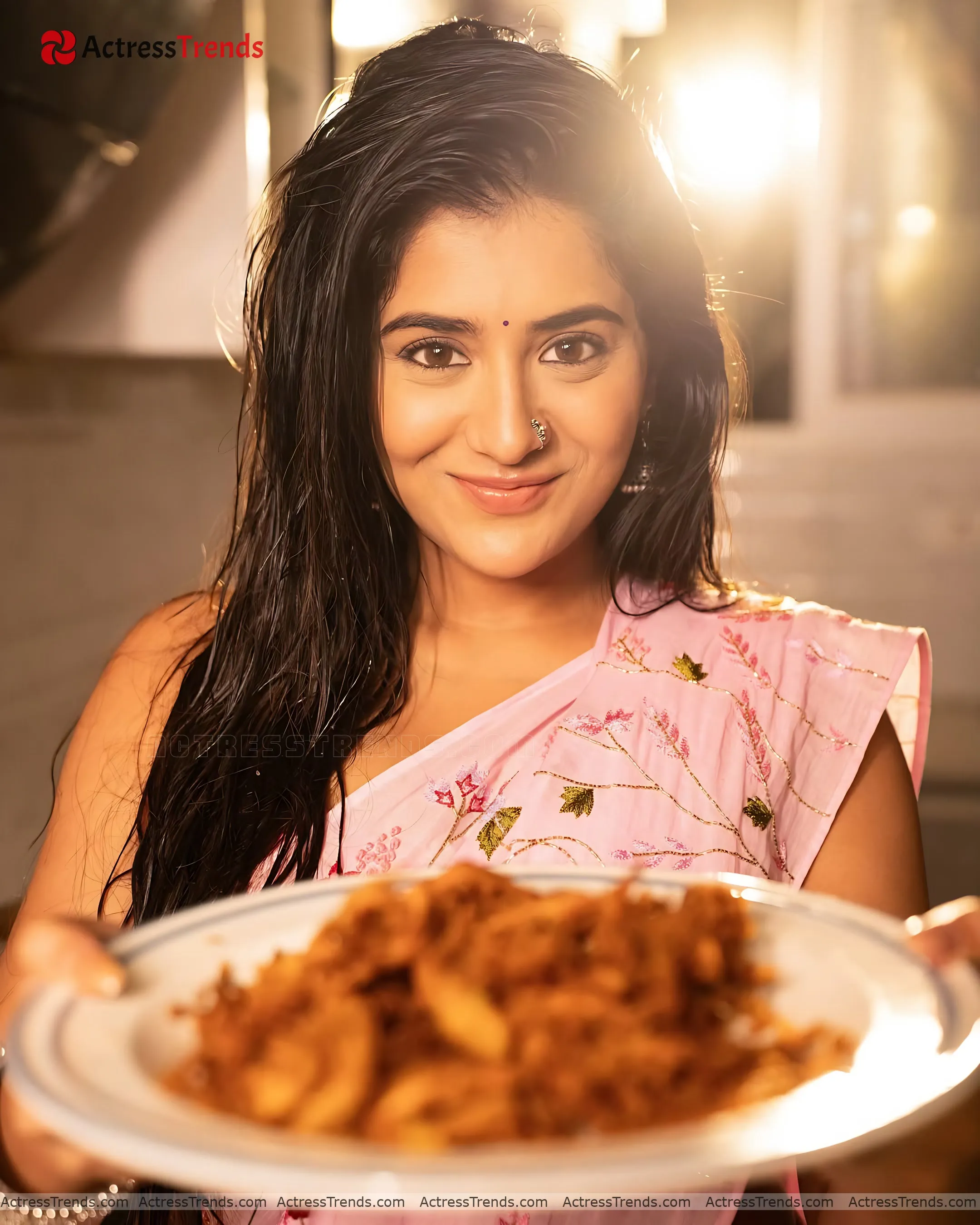 Rashi Singh Pink Saree Sensual Portrait Celebrity Fashion Shoot Cute