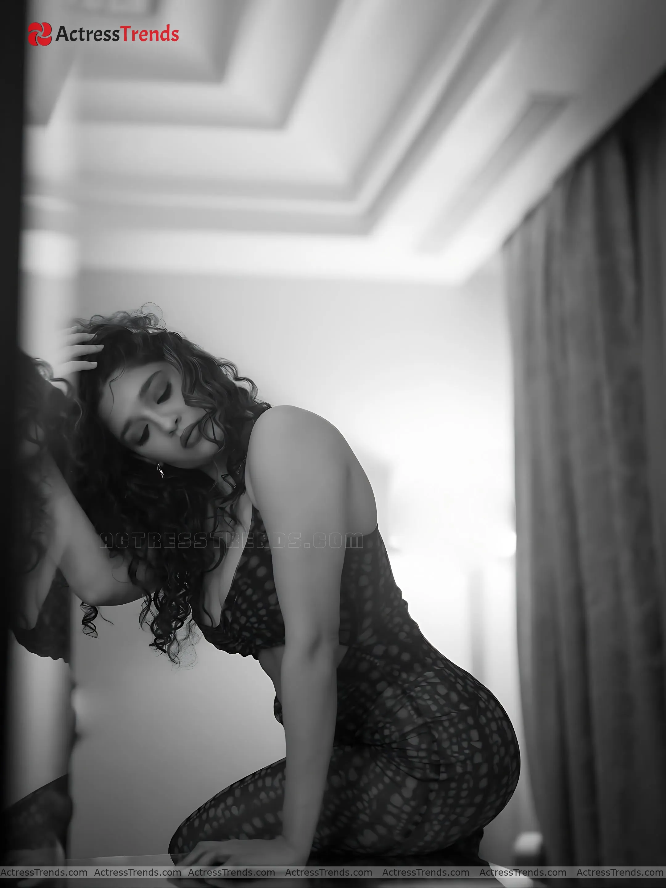Ritika Singh Black Dress Back Pose Smoky Eyes Celebrity Fashion Shoot