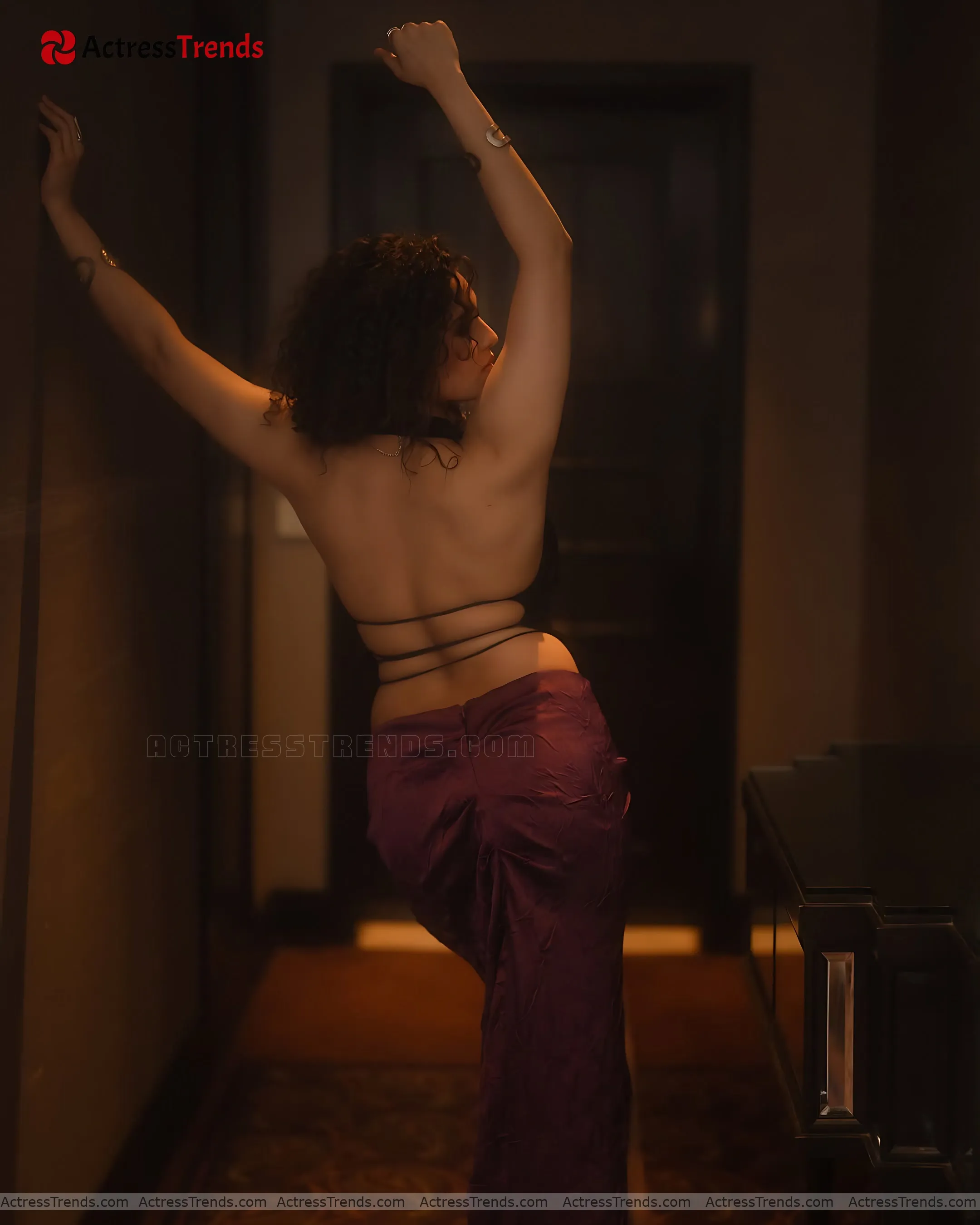 Ritika Singh Black Dress Back Pose Sensual Portrait