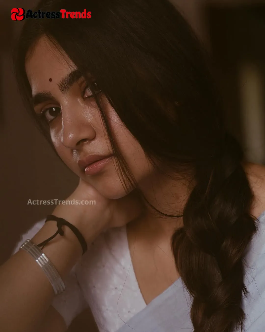 Rukmini Vasanth Grey Saree Glamorous Actress Saree Photoshoot Cute