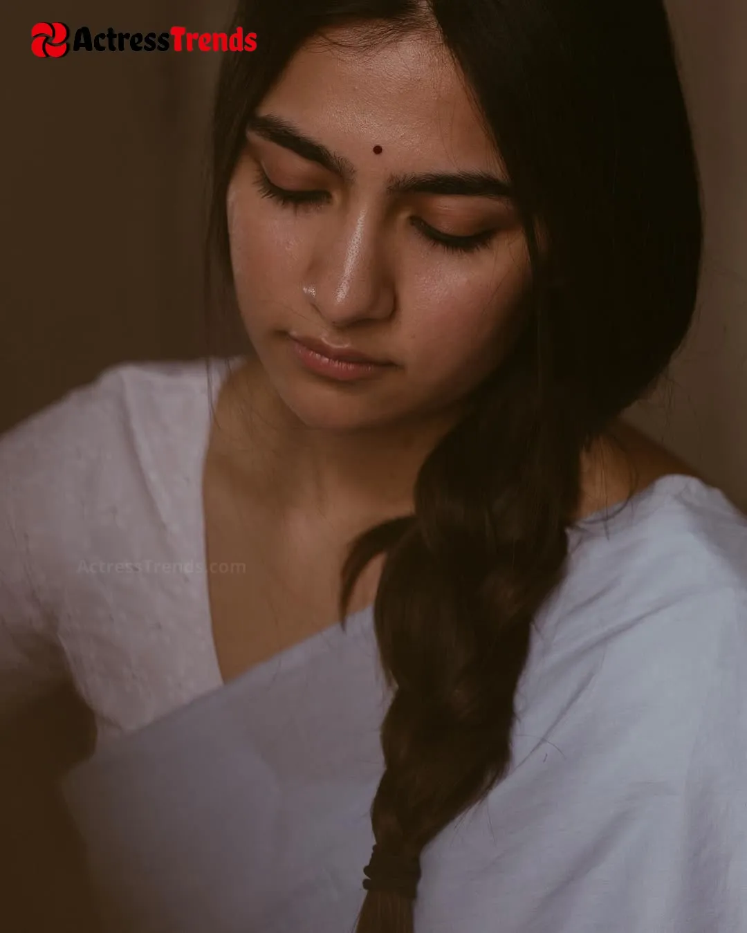 Rukmini Vasanth Grey Saree Smoky Eyes Cute Celebrity Fashion Shoot