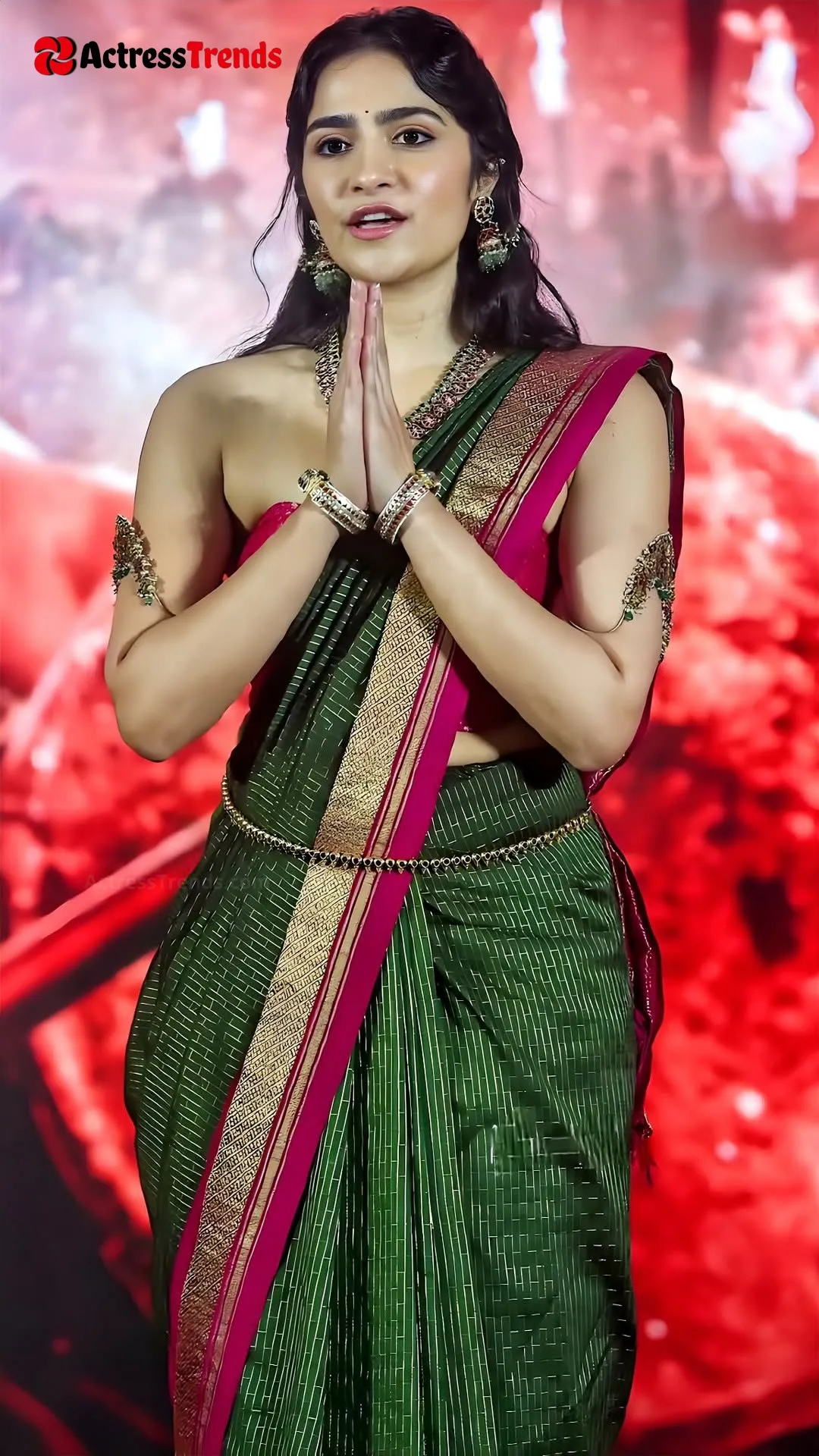 Rukmini Vasanth Grey Saree Cutest Actress Glamorous Actress Smoky Eyes