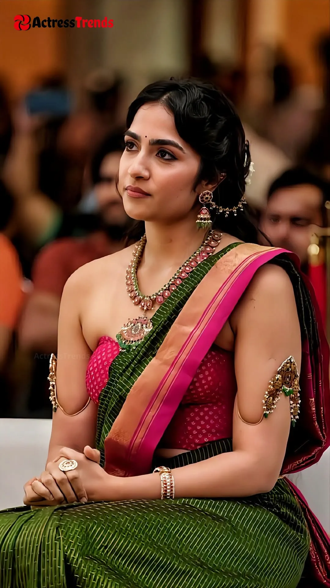 Rukmini Vasanth Grey Saree Glamorous Actress Cutest Actress Smoky Eyes