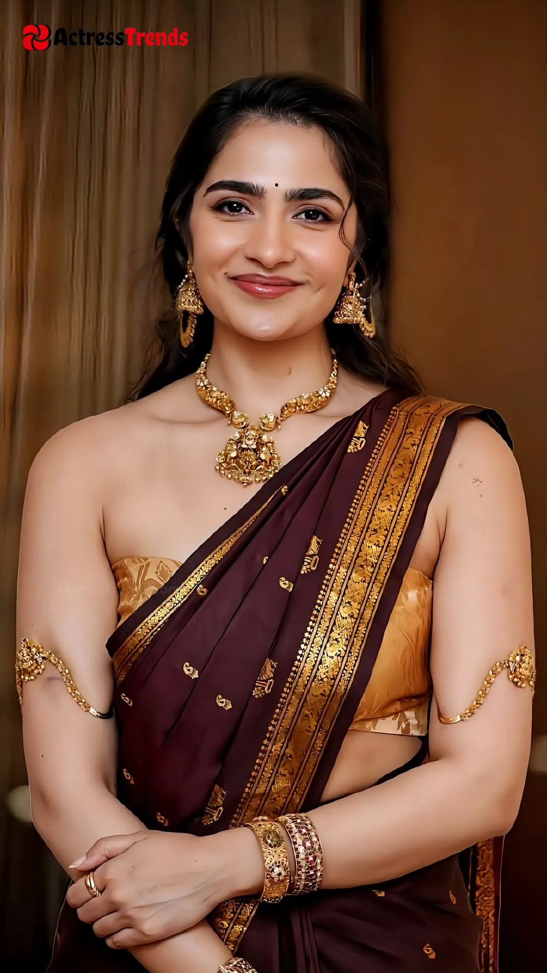 Rukmini Vasanth Grey Saree Smoky Eyes Cute Celebrity Fashion Shoot