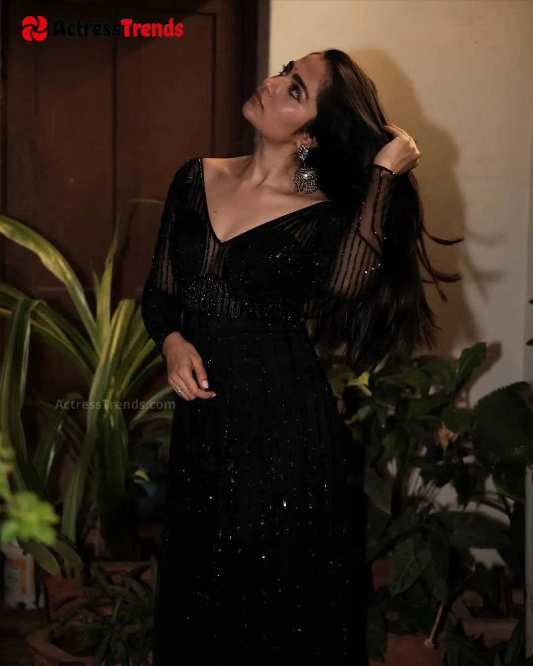 Rukmini Vasanth Black Dress Cutest Actress Beautiful Face Smoky Eyes