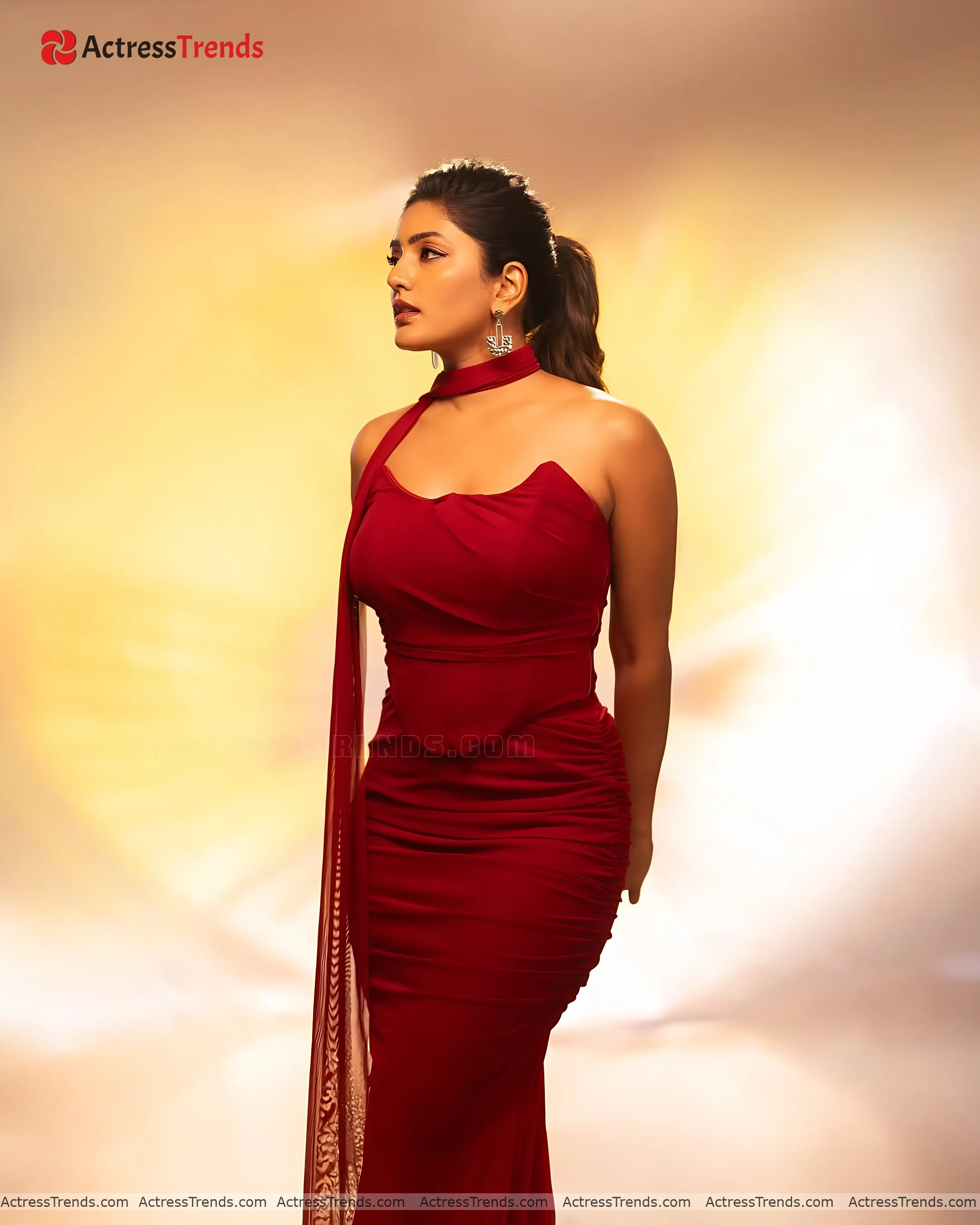 Eesha Rebba Red Dress Tight Fitting Cute Red Lips
