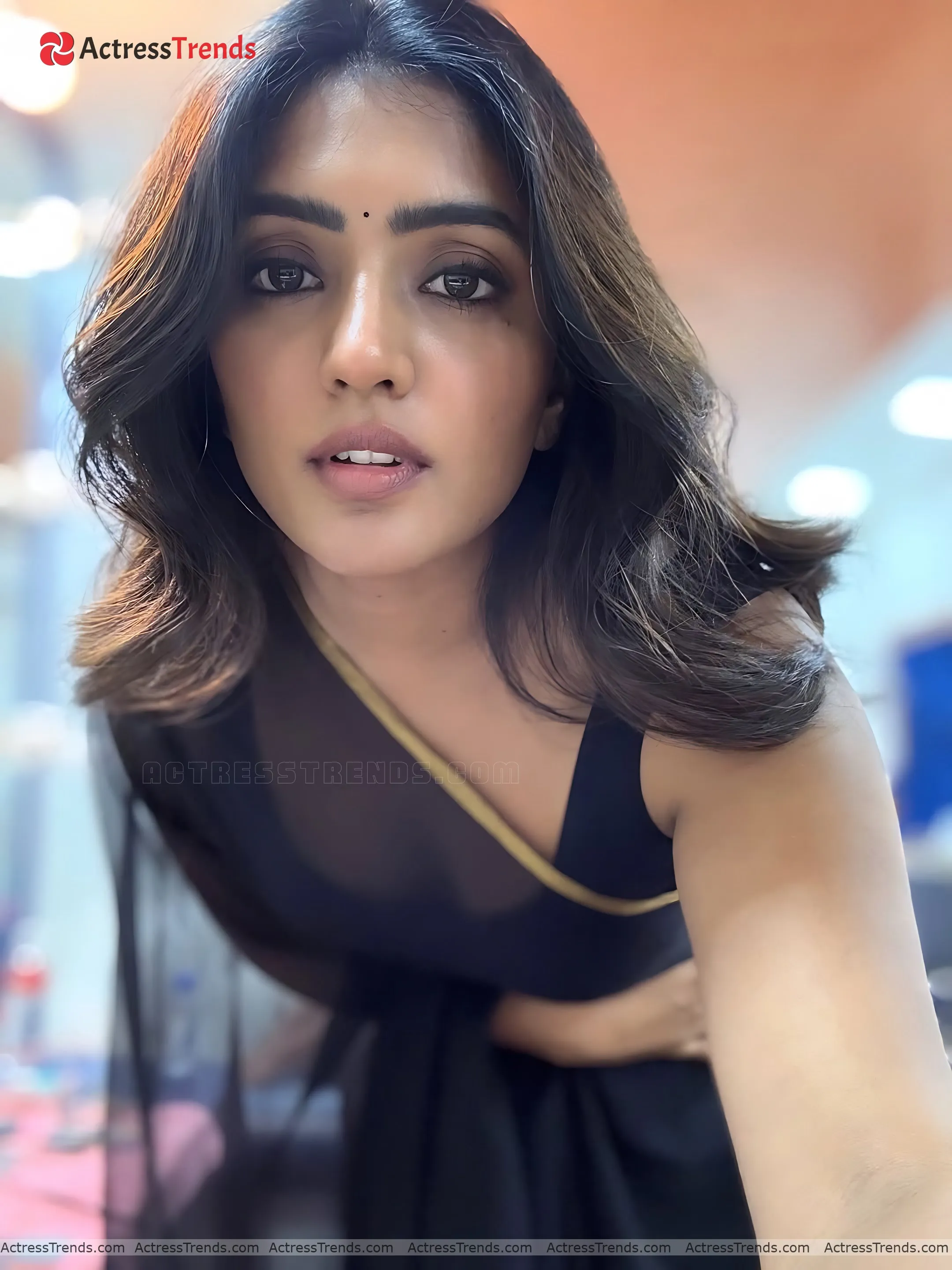 Eesha Rebba Black Saree Stunning Photo Back Pose