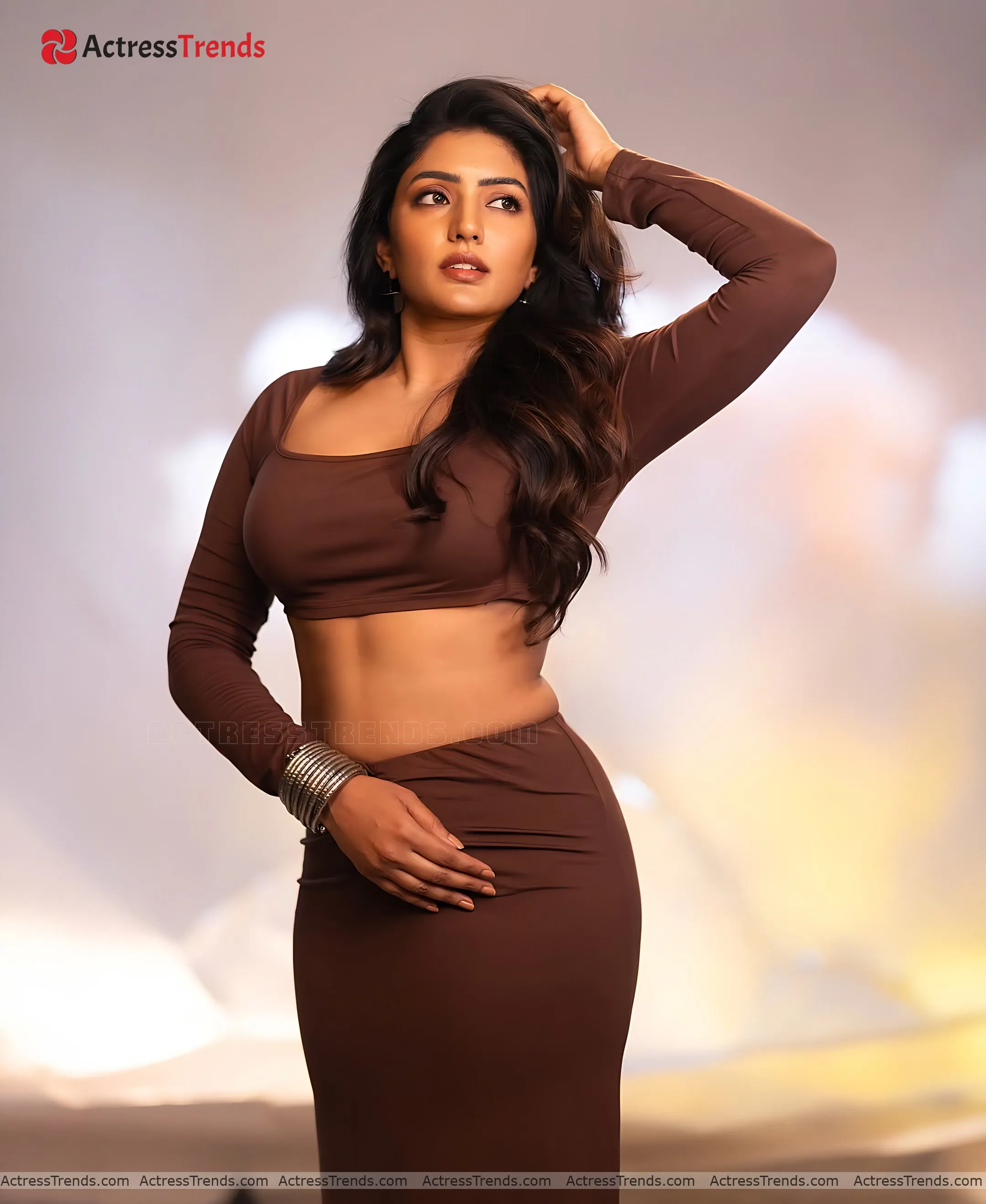 Eesha Rebba Brown Dress Curvy