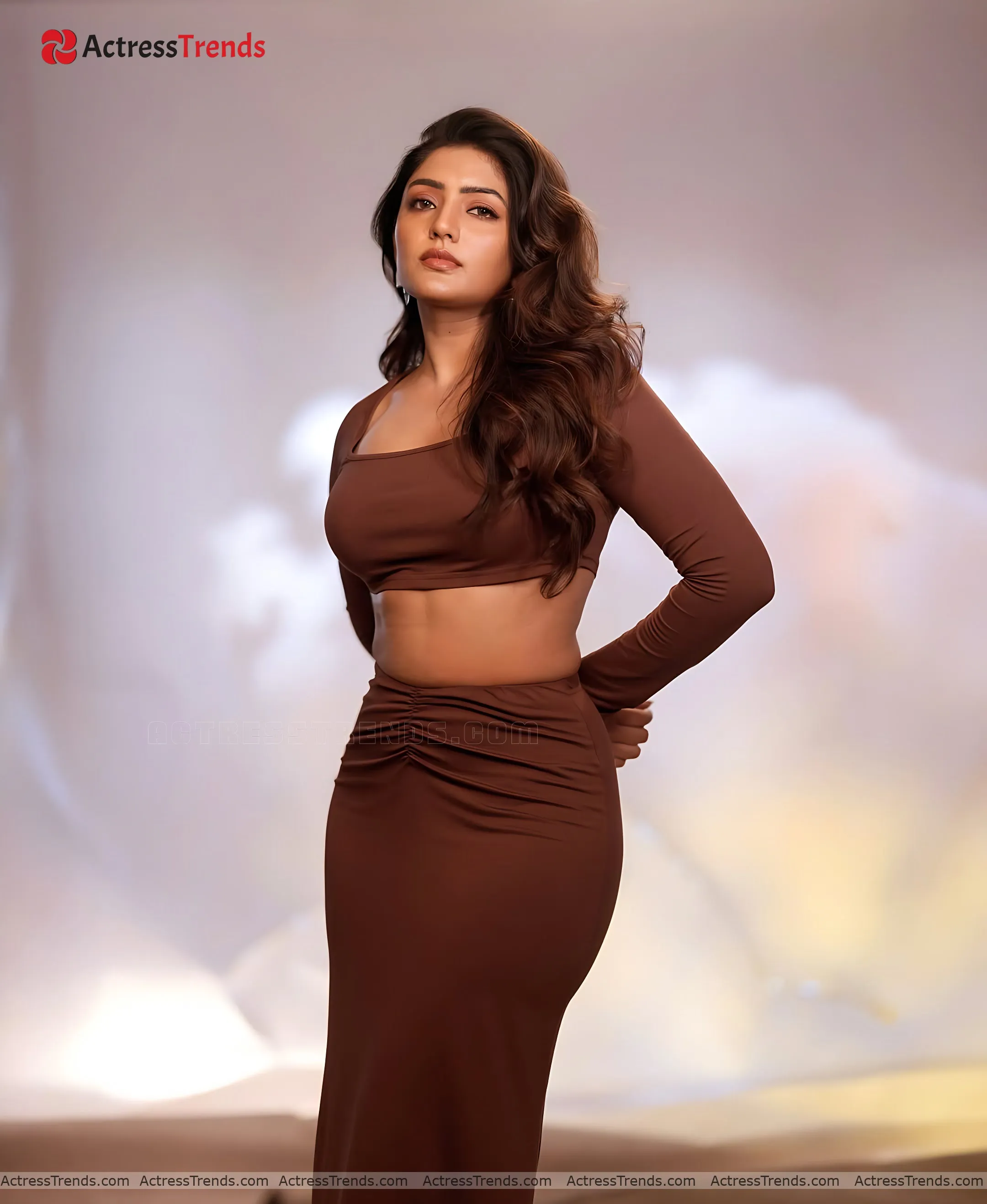Eesha Rebba Brown Dress Back Pose